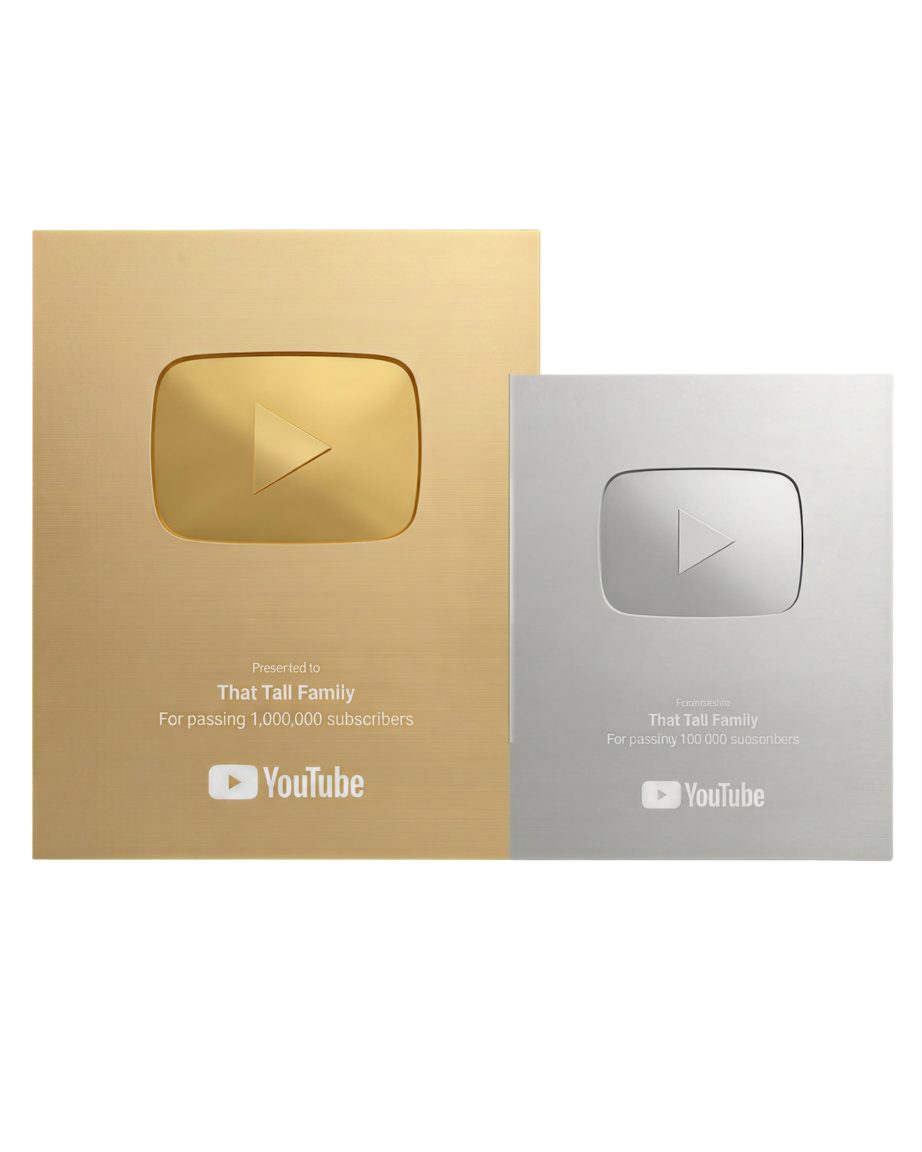 YouTube Gold and Silver Play Buttons awarded to That Tall Family